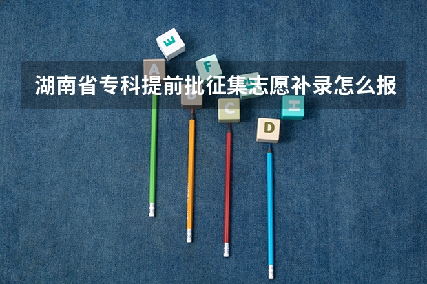 湖南省专科提前批征集志愿补录怎么报